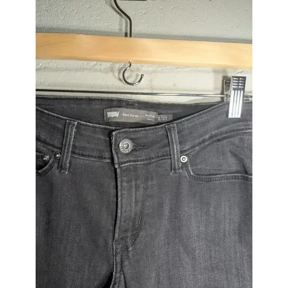 Levi's Womens Demi Curve Mid Rise SKINNY‎ JEANS Pants Casual Black Sz 4/27 - Picture 2 of 4